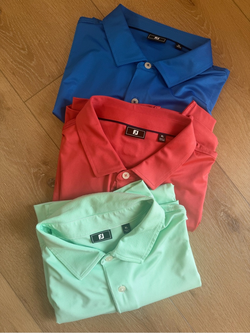 FootJoy Men's Polo Trio - Blue, Red, Mint Green